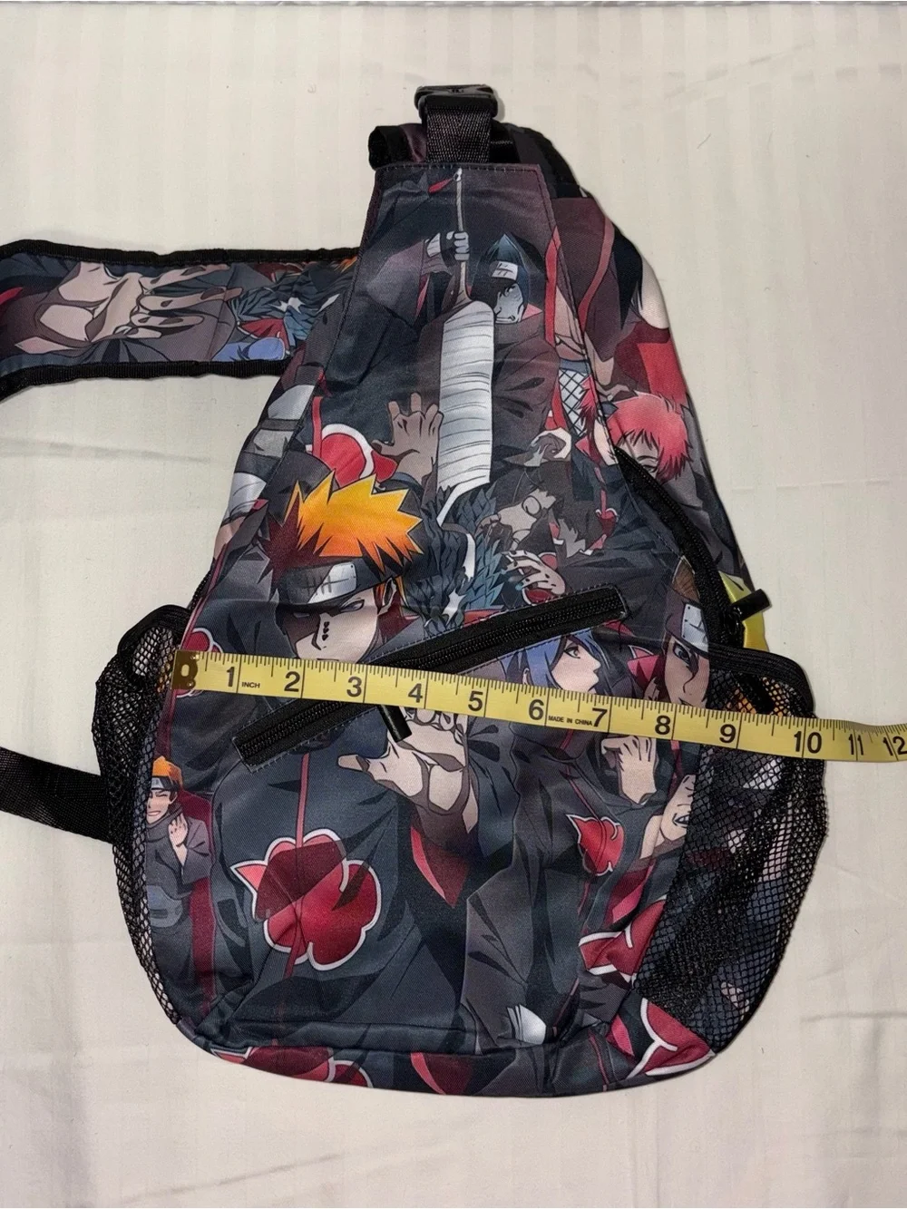 New! 2 Piece Anime Naruto Print Black Backpack And Sling Bag